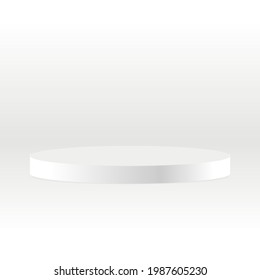 blank round pedestal . white circular awarded winner podium for outstanding luxury product advertising display on white gradient lighting background. vector illustration