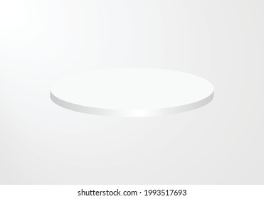 blank round pedestal. white circular awarded winner podium for outstanding luxury product advertising display on white gradient lighting background.