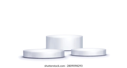 blank round pedestal . white circular awarded winner podium for outstanding luxury product advertising display on white gradient lighting background