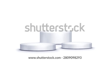 blank round pedestal . white circular awarded winner podium for outstanding luxury product advertising display on white gradient lighting background