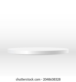 blank round silver pedestal . white circular awarded winner podium for outstanding luxury product advertising display isolated on white background. vector illustration