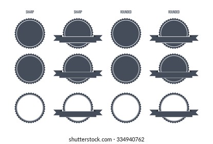 Blank Round Stamp Logo (Sharp and Rounded 
 edges) - Isolated Illustration
