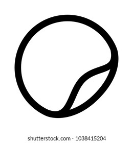 Blank round sticker with corner peel line art vector icon for apps and websites