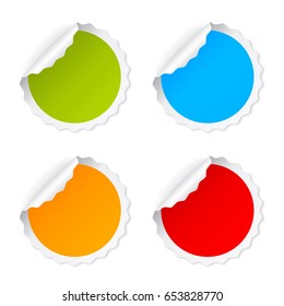 Blank round sticker set vector illustration on white background