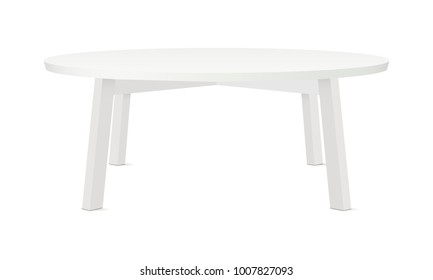 Blank round table mockup, isolated on white background. Vector illustrtaion