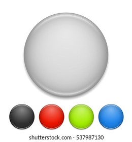 Blank round white and color chest badge vector template.
