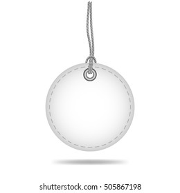 Blank, Round, White Sale Tag Label With String, Vector Design