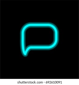 Blank rounded speech balloon blue glowing neon ui ux icon. Glowing sign logo vector