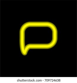 Blank rounded speech balloon yellow glowing neon ui ux icon. Glowing sign logo vector