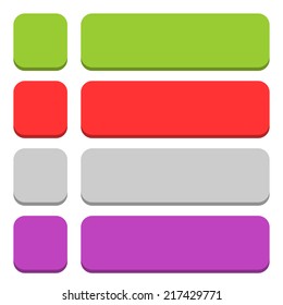 Blank rounded square and rectangle icon isolated on white background in simple flat style. Set 02 green, red, gray, violet colors button. Vector illustration web design element in 8 eps