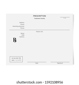 Blank Rx form for medical treatment prescription and drugs list