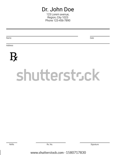 Blank Rx form for medical treatment prescription and
drugs list