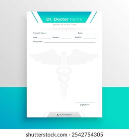 modelo de papel de prescrição médica Rx em branco para vetor promocional de negócios