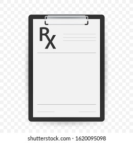 Blank Rx Prescription Form Isolated On White Background. Vector Stock Illustration.