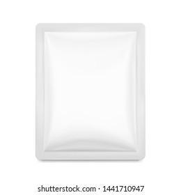 Blank sachet packaging for food, cosmetic and hygiene. Vector illustration on white background. Ready for your design. EPS10.	