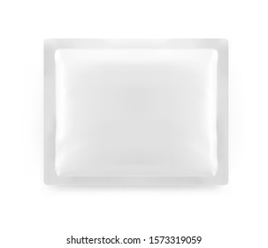 Blank sachet packaging for food, cosmetic and hygiene. Vector illustration isolated on white background. Ready for your design. EPS10.	