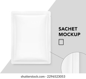 Blank sachet packaging for food, cosmetic and hygiene. Vector illustration isolated on white background. Ready for your design. EPS10.	