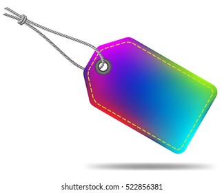 Blank sale tag, colorful rainbow label, vector illustration