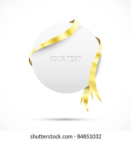 Blank sale tag with gold ribbon