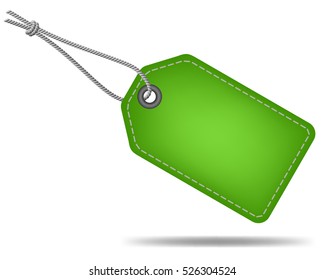 Blank sale tag, green label, vector illustration