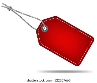 Blank sale tag, red label, vector illustration