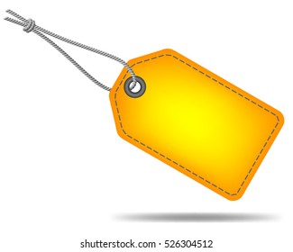 Blank sale tag, yellow label, vector illustration