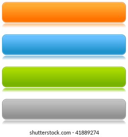 Blank satin color rounded bars buttons on white background