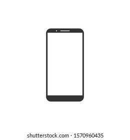 Blank screen. Black smartphone isolated on white background. Vector illustration. Eps 10.