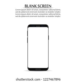 Blank screen. Black smartphone on a white background.