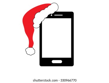blank screen Christmas Hat White on smart phone