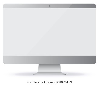 Blank Screen Computer Monitor Vector Illustration.