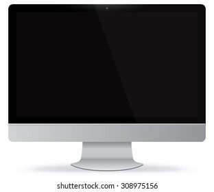 Blank Screen Computer Monitor Vector Illustration.