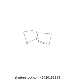 Pantalla en blanco aislada. Símbolo vector negro, logotipo para concepto móvil y diseño web. Icono del sitio web de la tienda de electrónica. Icono de contorno del monitor del equipo de juegos curvo. Muro de monitor plano. Tecnología de medios. 
