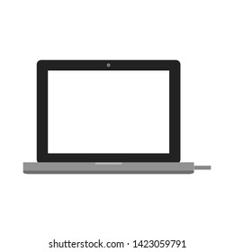  blank screen laptop computer with flash drive isolated on white background. vector illustration 