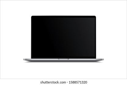 Blank screen LCD monitor silver style computer mockup. Realistic illustration isolated on white background for website preview; presentation etc. Vector EPS.