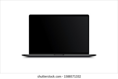 Blank screen LCD monitor space grey style computer mockup. Realistic illustration isolated on white background for website preview; presentation etc. Vector EPS.