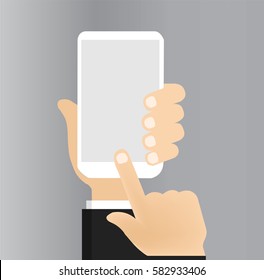 blank screen mobile phone hand hold vector