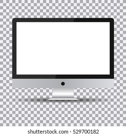 Blank screen. Realistic computer display on a transparent background