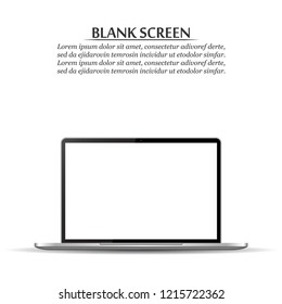 Blank screen. Realistic laptop on a white background. Blank screen. Realistic laptop on a white background.