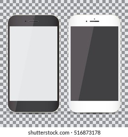 Blank Screen. Set Of Realistic Smartphone On A Transparent Background