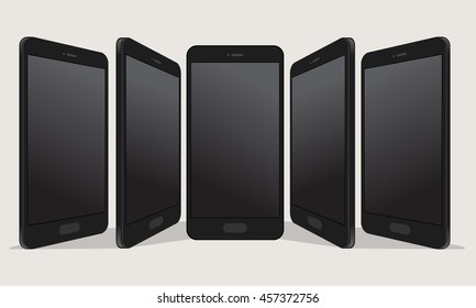 Blank screen of smartphone in the different perspective view.