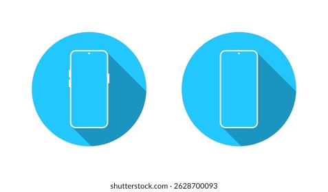 Blank screen smartphone icon with long shadow. Mobile phone sign. Cellphone symbol