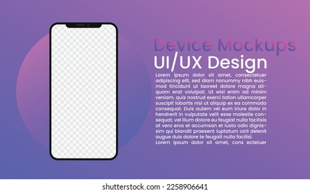Blank screen smartphone. Template for UI design interface infographic or presentation. Vector illustrations