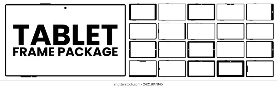 Blank screen tablet frame, Layout of a universal set of devices. UI, tablet mockup for UX for infographics or presentations.