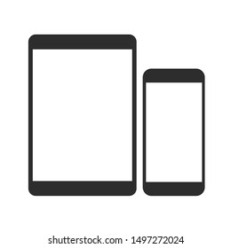 blank screen tablet and phone isolated on white background