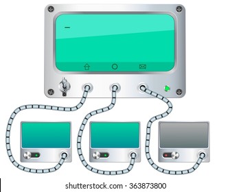 Blank screens connected. Vector illustration. 