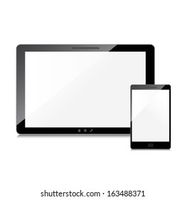 Blank screens set, isolated on white background