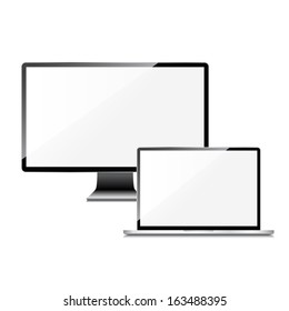 Blank screens set, isolated on white background