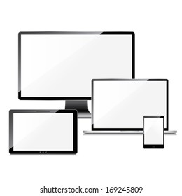 Blank screens set, isolated on white background
