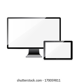 Blank screens set, isolated on white background